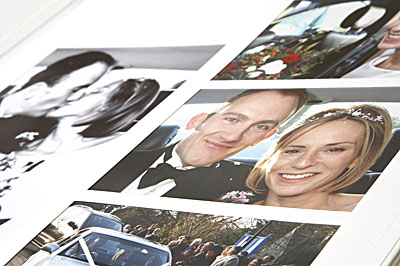 Wedding Photography Art Albums | Philip Edwards Photography, Wedding Photography Art Albums - close up of the page showing a mount around the photos